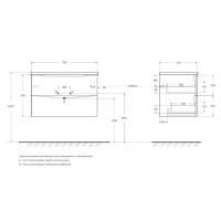 Тумба под раковину BelBagno Marino-Cer-N-800-2C-SO-BO-P, 80 см, подвесная, Bianco Opaco