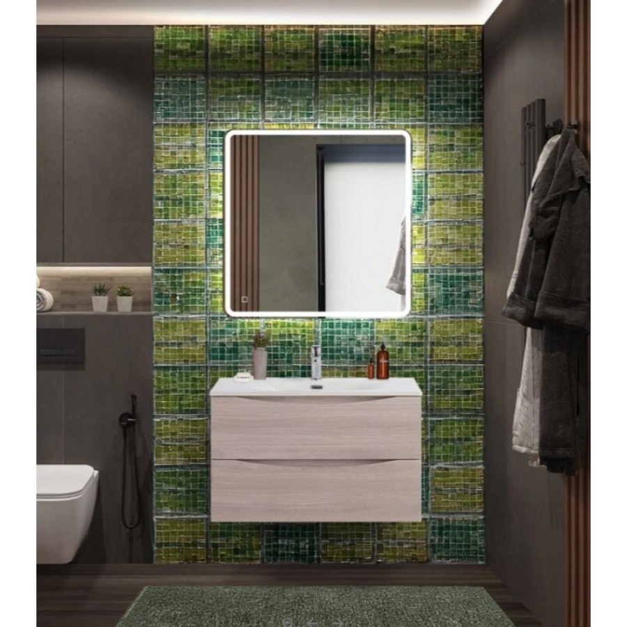 Тумба под раковину BelBagno Marino-Cer-N-800-2C-SO-RG-P, 80 см, подвесная, Rovere Grigio