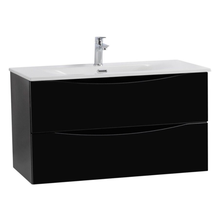 Тумба под раковину BelBagno Marino-Cer-N-900-2C-SO-NL-P, 90 см, подвесная, Nero Lucido