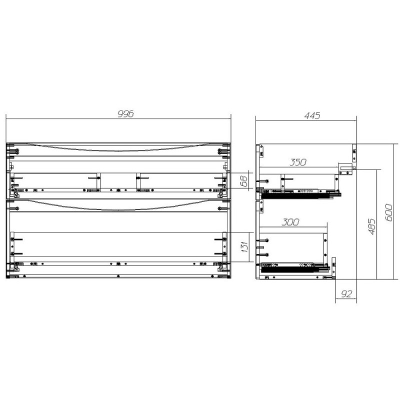 Тумба под раковину BelBagno Marino 100 см, Rovere Moro - коричневый дуб, MARINO-H60-1000-2C-SO-RW-P