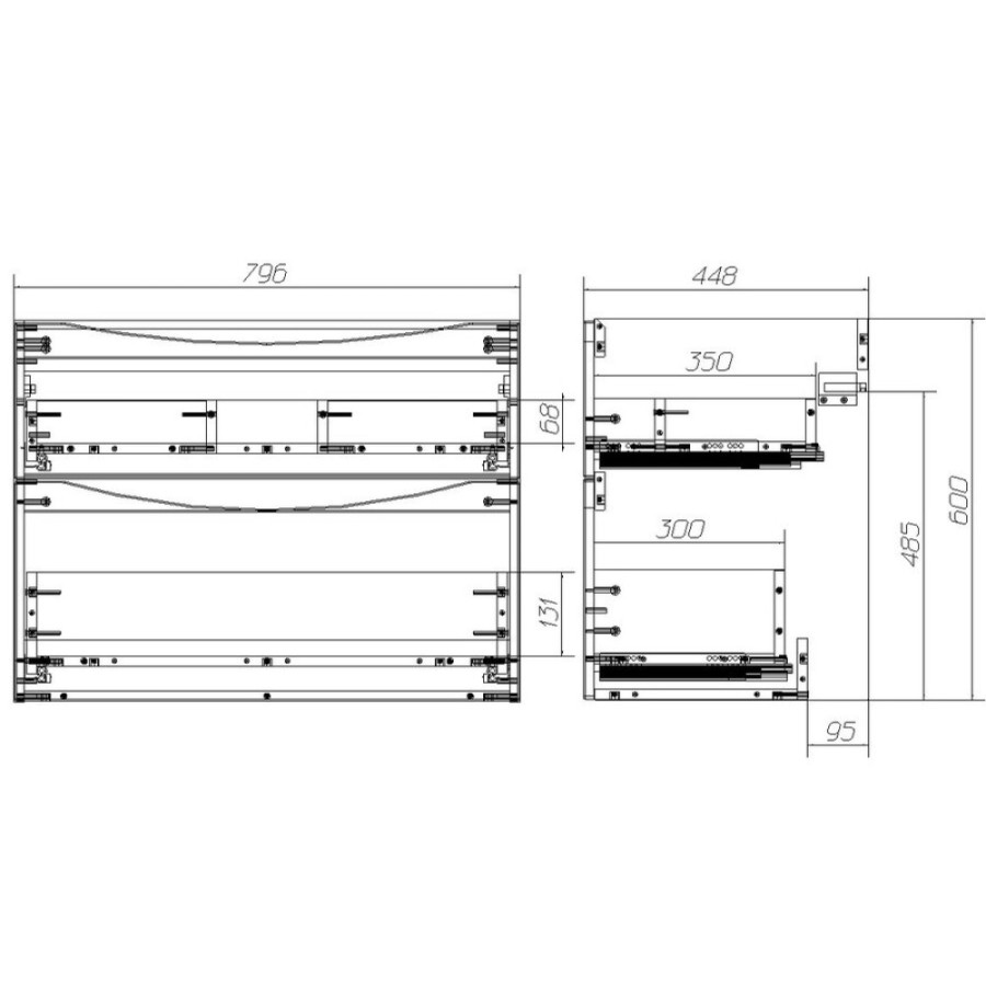 Тумба под раковину BelBagno Marino 80 см, Rovere Moro - коричневый дуб, MARINO-H60-800-2C-SO-RW-P