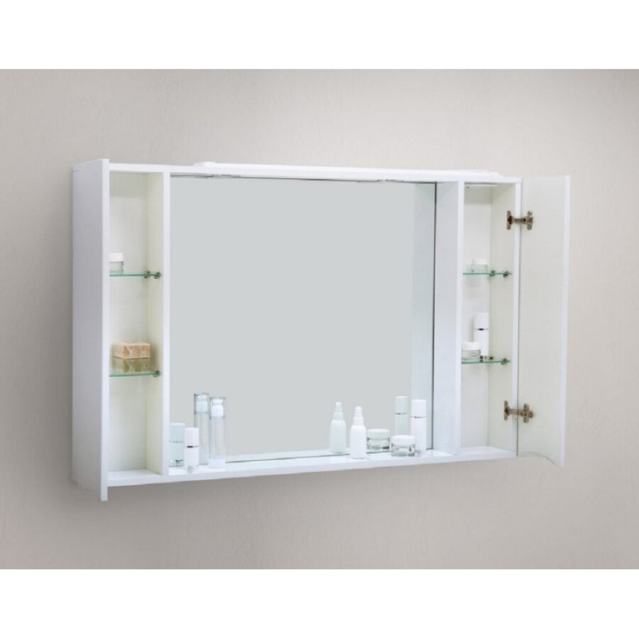 Зеркальный шкаф BelBagno Marino MARINO-SPC-1000/750-2A-BL-P, 100 х 75 см, с LED-подсветкой, Bianco Lucido - белый глянец