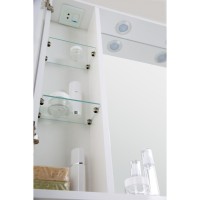 Зеркальный шкаф BelBagno Marino MARINO-SPC-1000/750-2A-BL-P, 100 х 75 см, с LED-подсветкой, Bianco Lucido - белый глянец