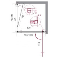 Душевой уголок BelBagno Marmi AH-1-100/80-C-Cr, 100 х 80 х 195 см, профиль хром, стекло прозрачное