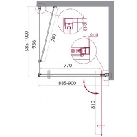 Душевой уголок BelBagno Marmi AH-1-90/100-C-Cr, 90 х 100 х 195 см, профиль хром, стекло прозрачное