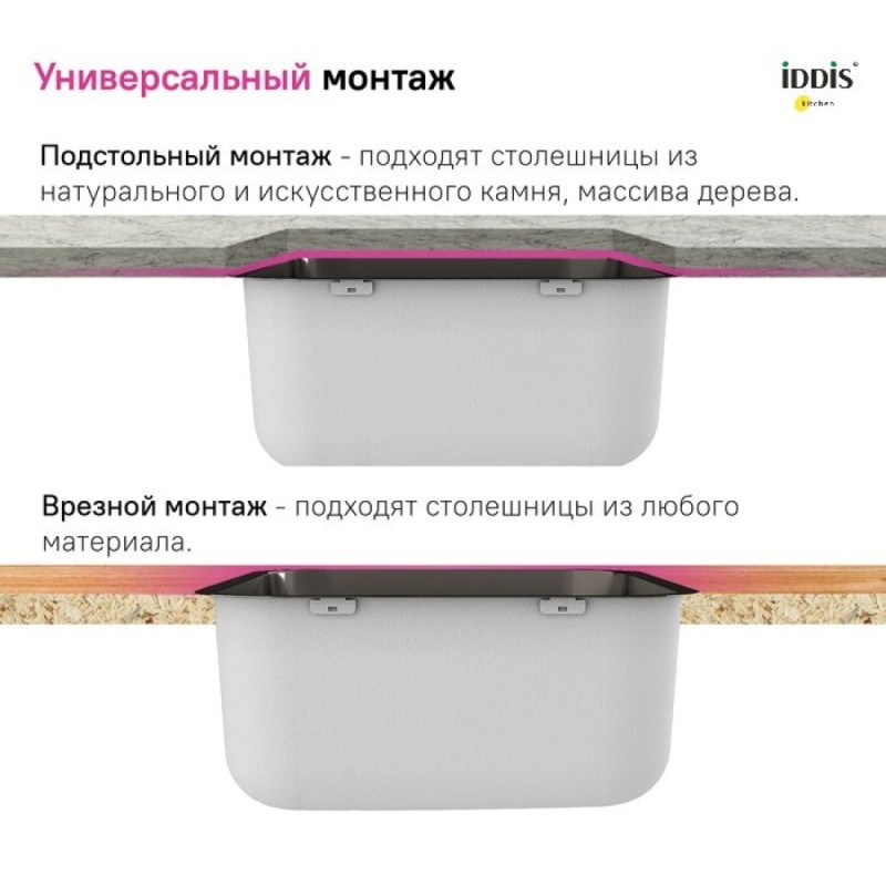 Мойка кухонная Iddis Mate MAT44GMi77, 44.6 см, нержавеющая сталь, графит матовый