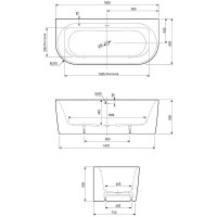 Ванна акриловая Cezares Metauro-INT-Wall-180-80-60-B-W-MATT, цвет черный матовый
