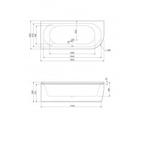 Ванна акриловая Cezares Metauro Corner 180 x 80 x 40 см