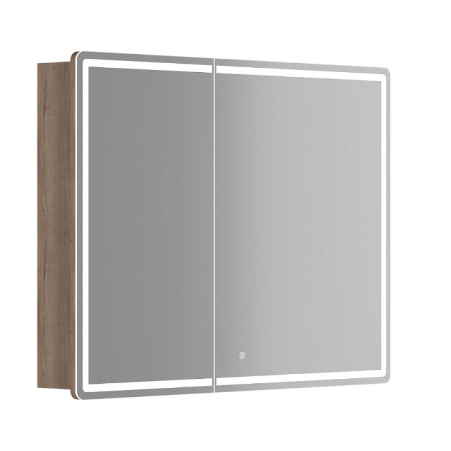 Зеркальный шкаф Sancos Mirror MI100EG, 100 см, с подсветкой, цвет дуб галифакс натуральный