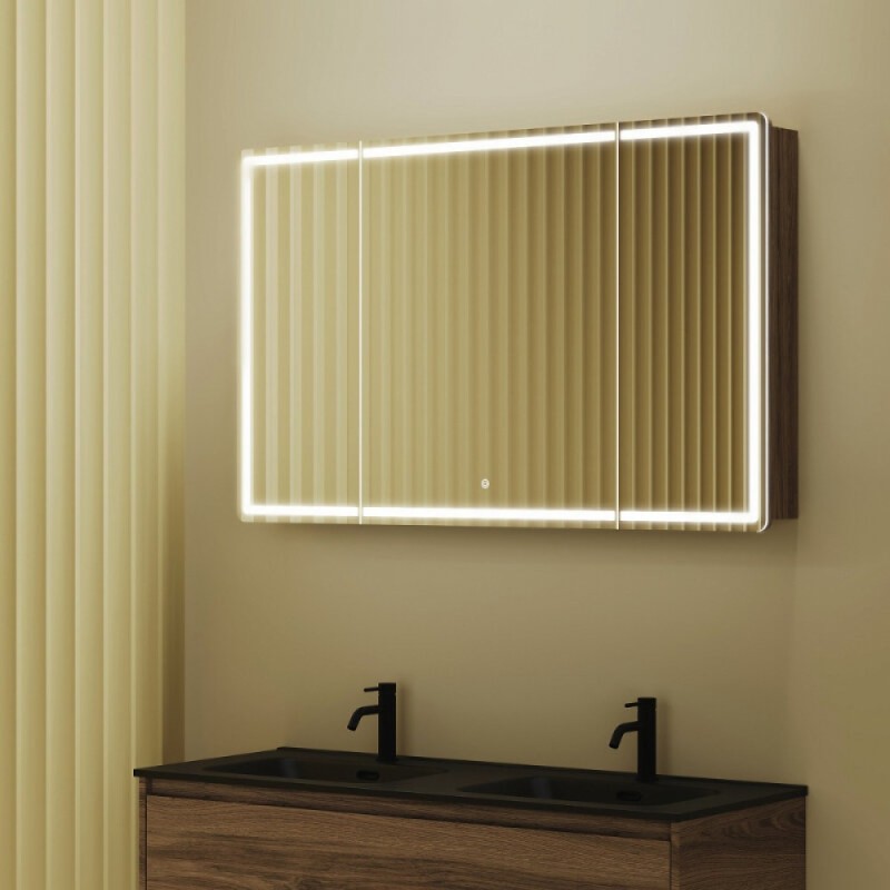Зеркальный шкаф Sancos Mirror MI120ECH, 120 см, с подсветкой, цвет дуб чарльстон