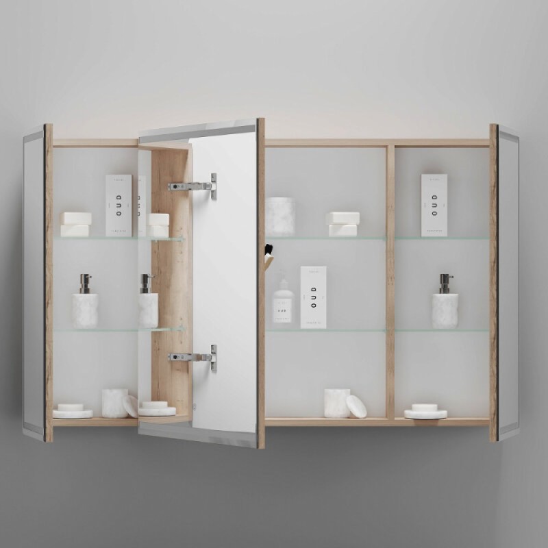 Зеркальный шкаф Sancos Mirror MI120EG, 120 см, с подсветкой, цвет дуб галифакс натуральный