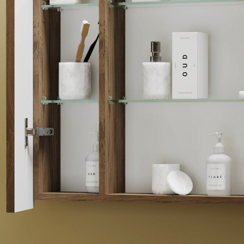 Зеркальный шкаф Sancos Mirror MI80ECH, 80 см, с подсветкой, цвет дуб чарльстон