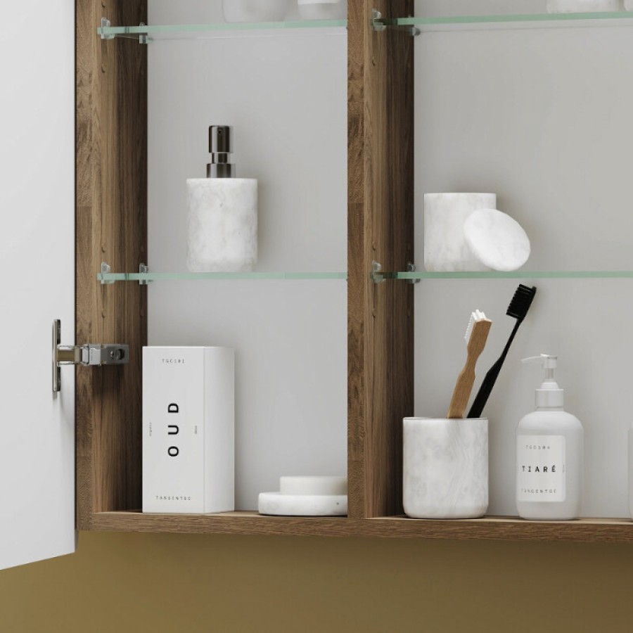 Зеркальный шкаф Sancos Mirror MI90ECH, 90 см, с подсветкой, цвет дуб чарльстон