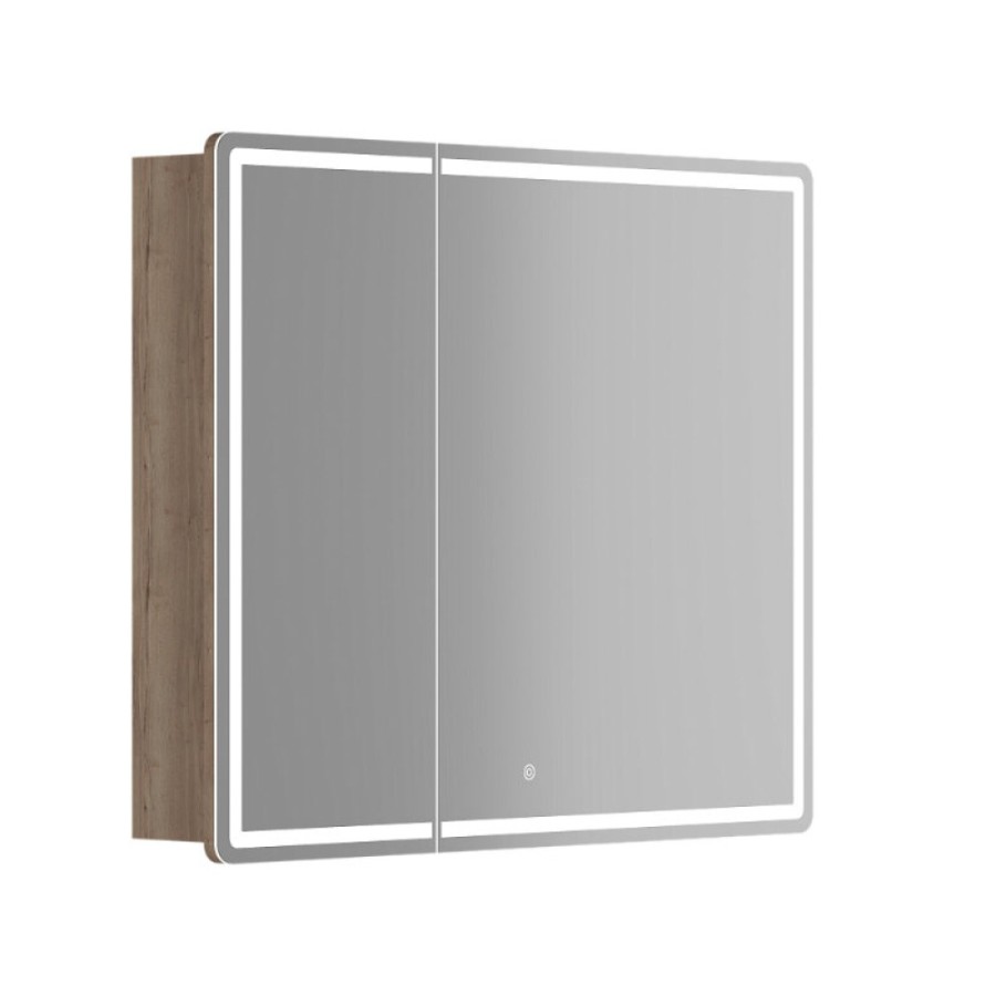 Зеркальный шкаф Sancos Mirror MI90EG, 90 см, с подсветкой, цвет дуб галифакс натуральный