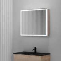 Зеркальный шкаф Sancos Mirror MI90EG, 90 см, с подсветкой, цвет дуб галифакс натуральный