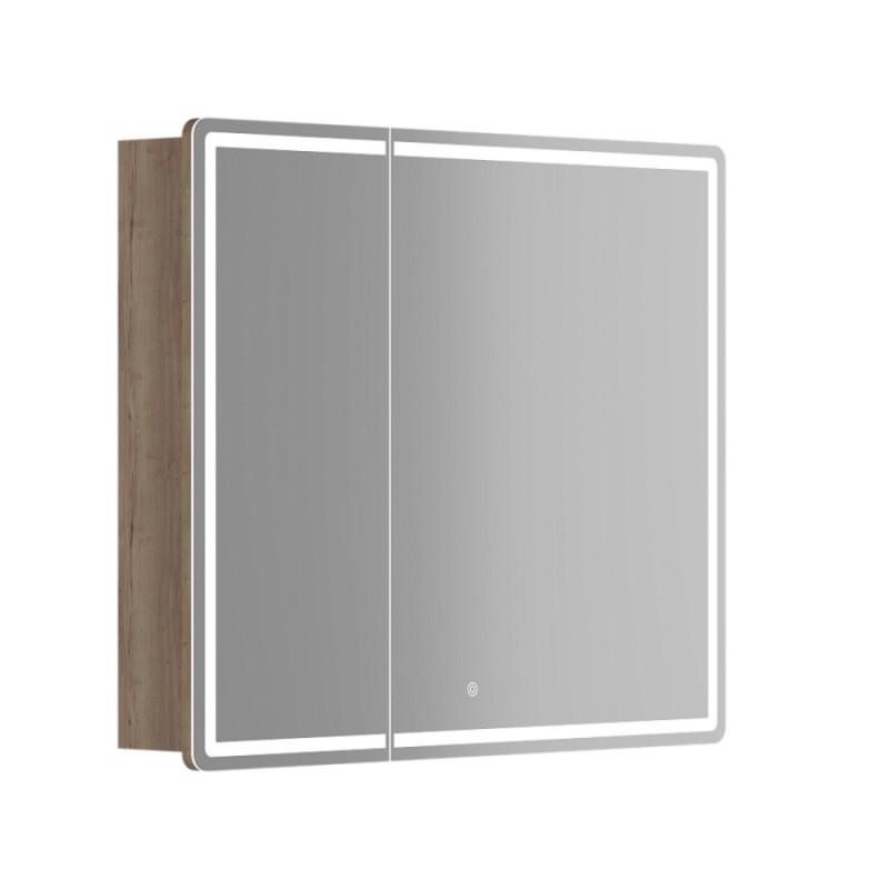 Зеркальный шкаф Sancos Mirror MI90EG, 90 см, с подсветкой, цвет дуб галифакс натуральный