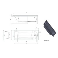 Акриловая ванна Timo MIKA1870-KT18S-SPV1505, 180 х 70 см, цвет белый