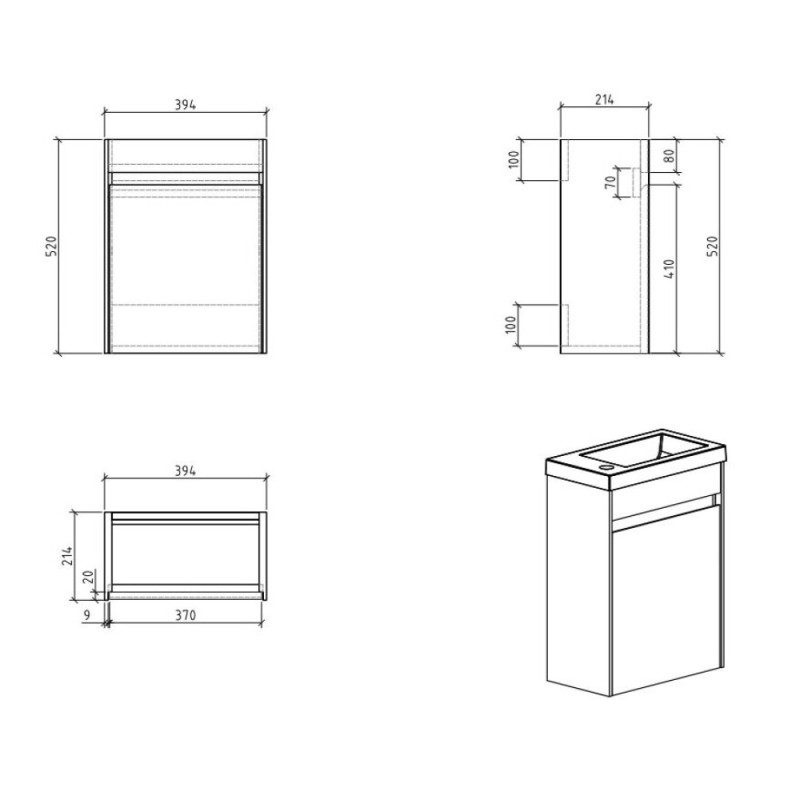 Тумба под раковину BelBagno Pietra Mini PIETRA MINI-400-1A-SO-PT-L/R 40 см, коричневый (Stone)