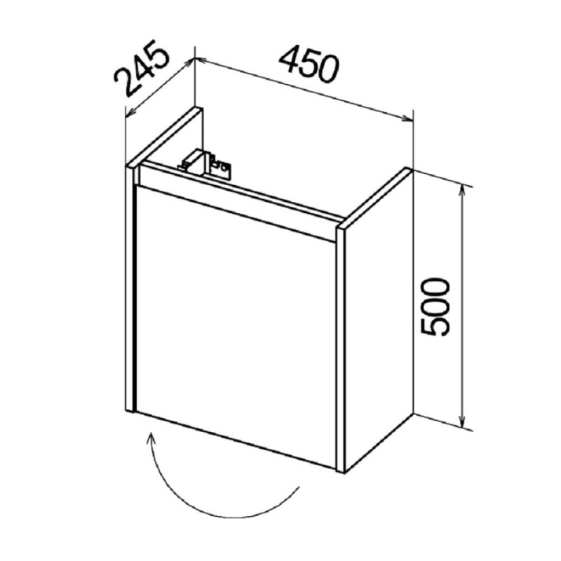 Тумба под раковину BelBagno KRAFT MINI-450/250-1A-SO-PG 45 cм подвесная с распашной дверцей, Pietra Grigio