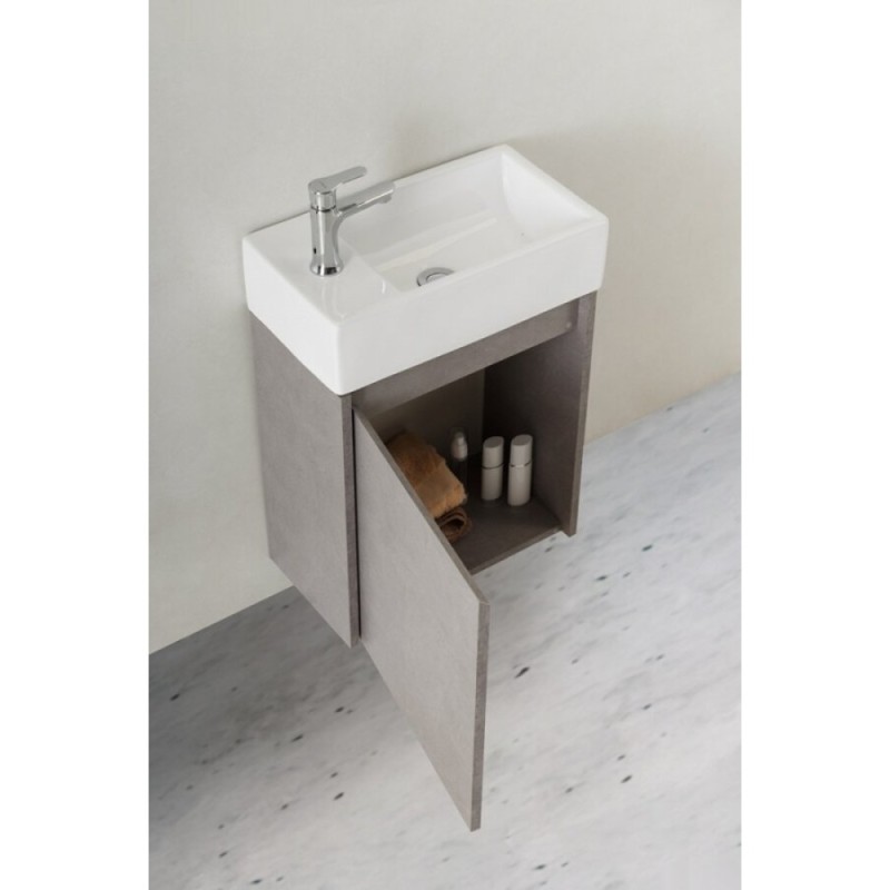 Тумба под раковину BelBagno KRAFT MINI-450/250-1A-SO-PG 45 cм подвесная с распашной дверцей, Pietra Grigio