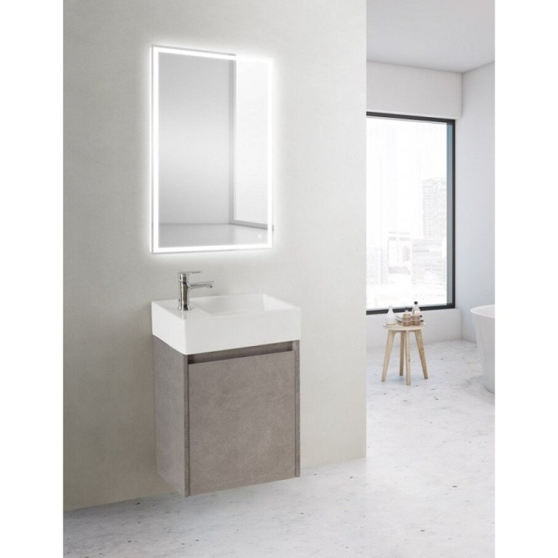 Тумба под раковину BelBagno KRAFT MINI-450/250-1A-SO-PG 45 cм подвесная с распашной дверцей, Pietra Grigio