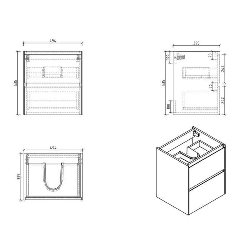 Тумба под раковину BelBagno Pietra Mini PIETRA MINI-500-2C-SO-PT 50 см, коричневый (Stone)