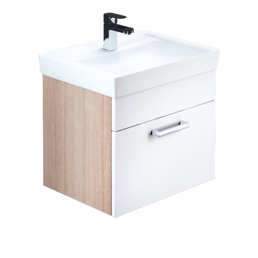 Тумба с раковиной Iddis Mirro MIR50W0i95K 50 см подвесная, белая/дерево