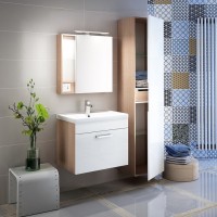 Тумба с раковиной Iddis Mirro MIR50W0i95K 50 см подвесная, белая/дерево