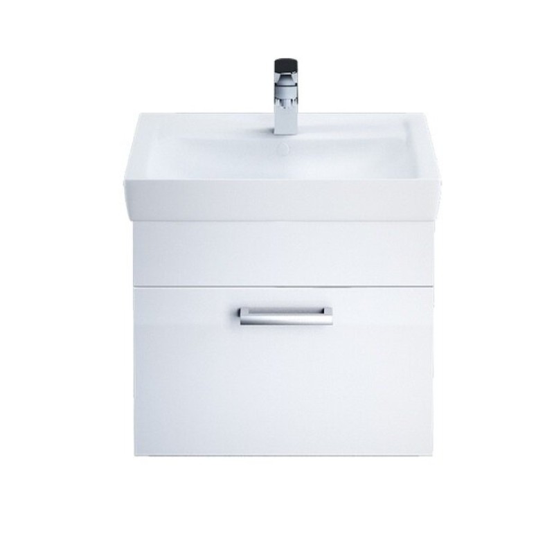 Тумба с раковиной Iddis Mirro MIR60W0i95K 60 см подвесная, белая/дерево