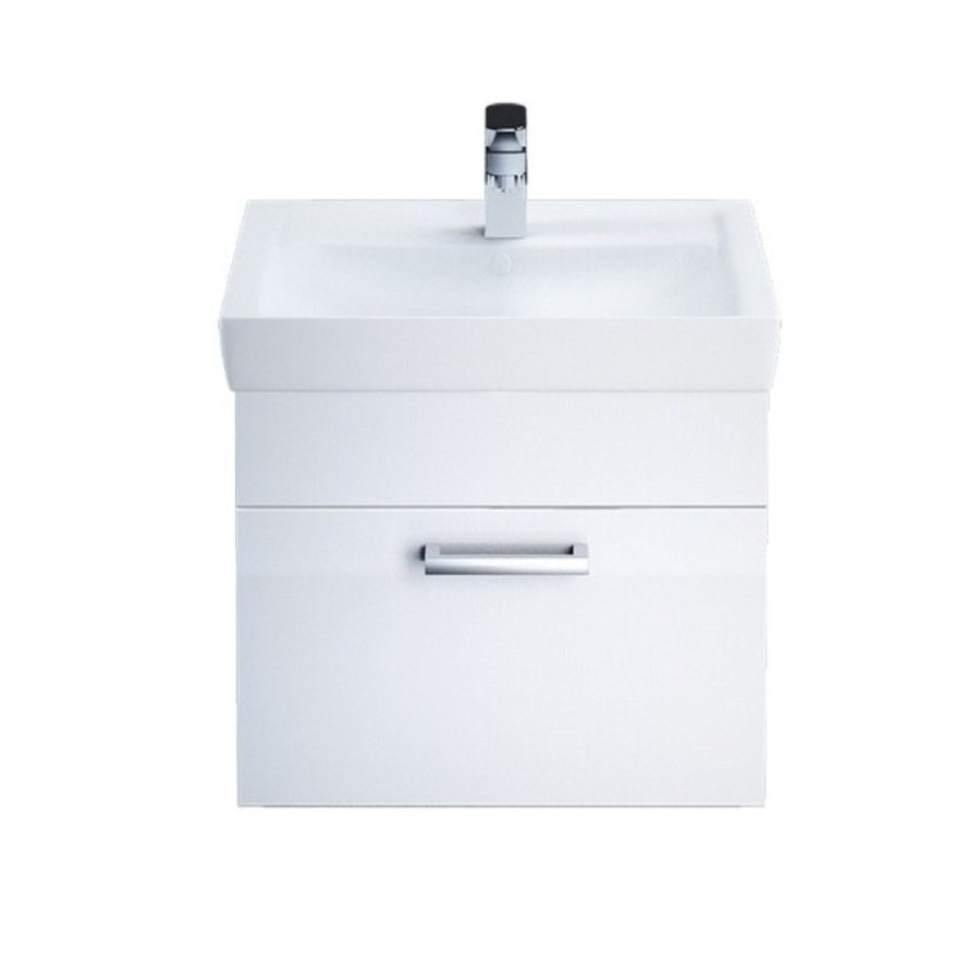 Тумба с раковиной Iddis Mirro MIR60W0i95K 60 см подвесная, белая/дерево