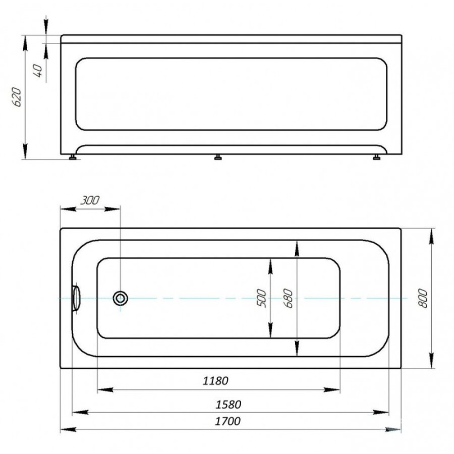 Ванна акриловая Aquatek Мия MIY170-0000032, 170 x 80 см, белый