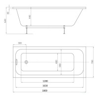 Ванна акриловая Aquatek Мия MIY180-0000007, 180 x 70 см, белый