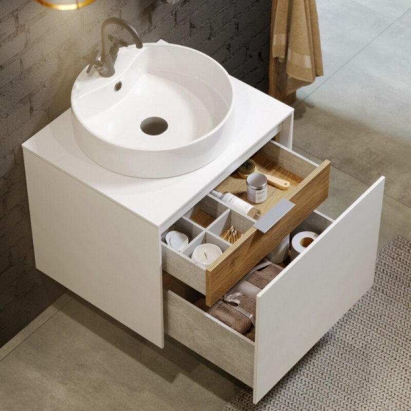 Тумба под раковину Aqwella Mobi MOB0106W+MOB0706W, 60 см, подвесная, цвет белый