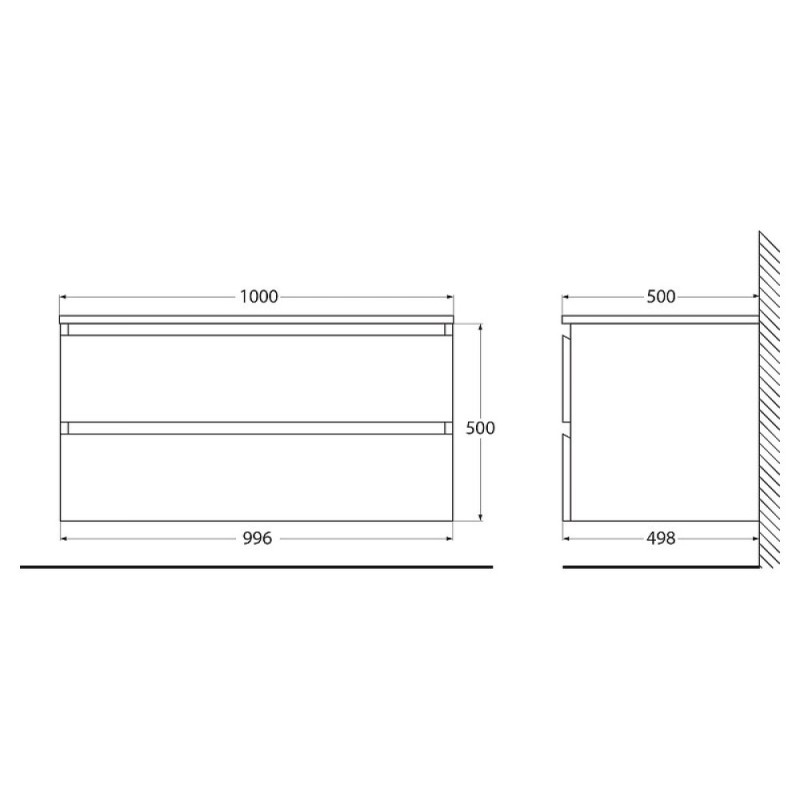 Тумба под раковину Cezares Molveno-100-2C-SO-LB, 100 см, подвесная, legno bianco