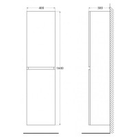 Пенал Cezares Molveno-1600-2A-SC-ANTR, 40 см, подвесной, antracite