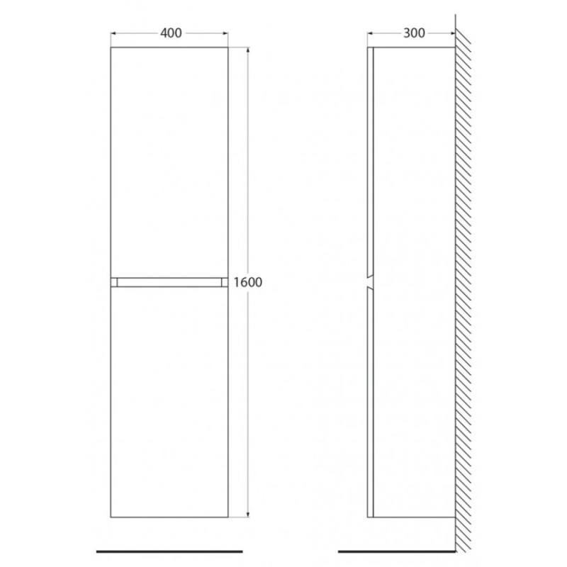 Пенал Cezares Molveno-1600-2A-SC-ANTR, 40 см, подвесной, antracite