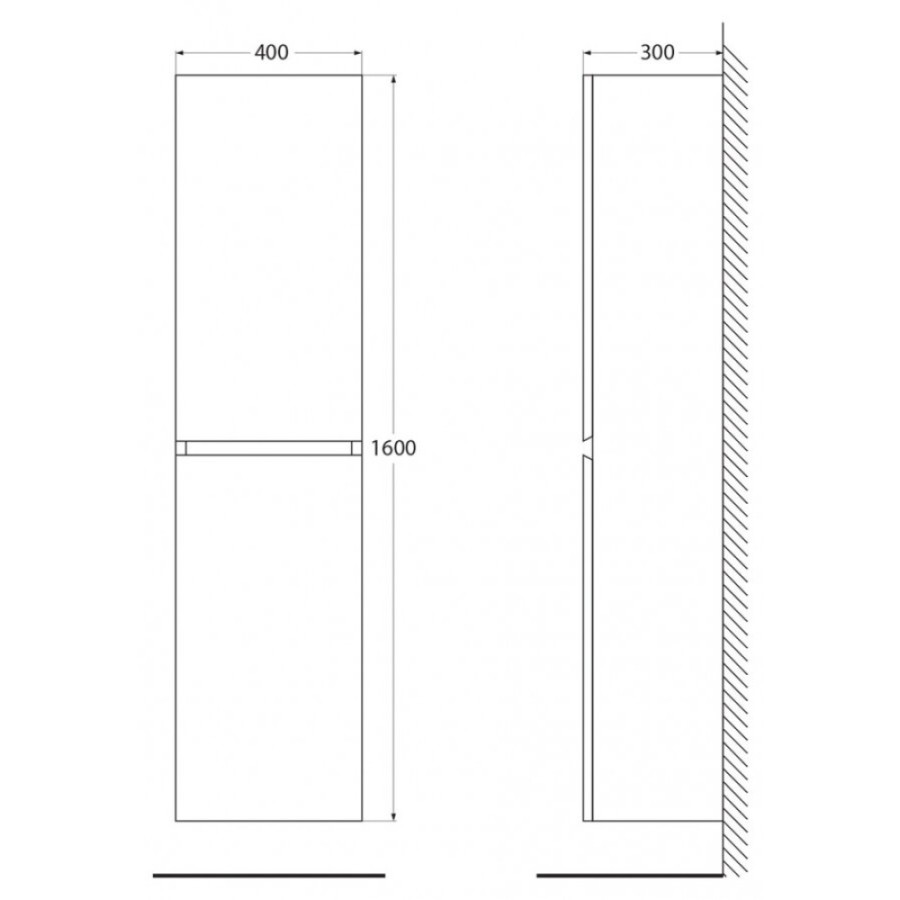 Пенал Cezares Molveno-1600-2A-SC-ANTR, 40 см, подвесной, antracite