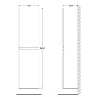 Пенал Cezares Molveno-1600-2A-SC-BG, 40 см, подвесной, bianco ghiaccio