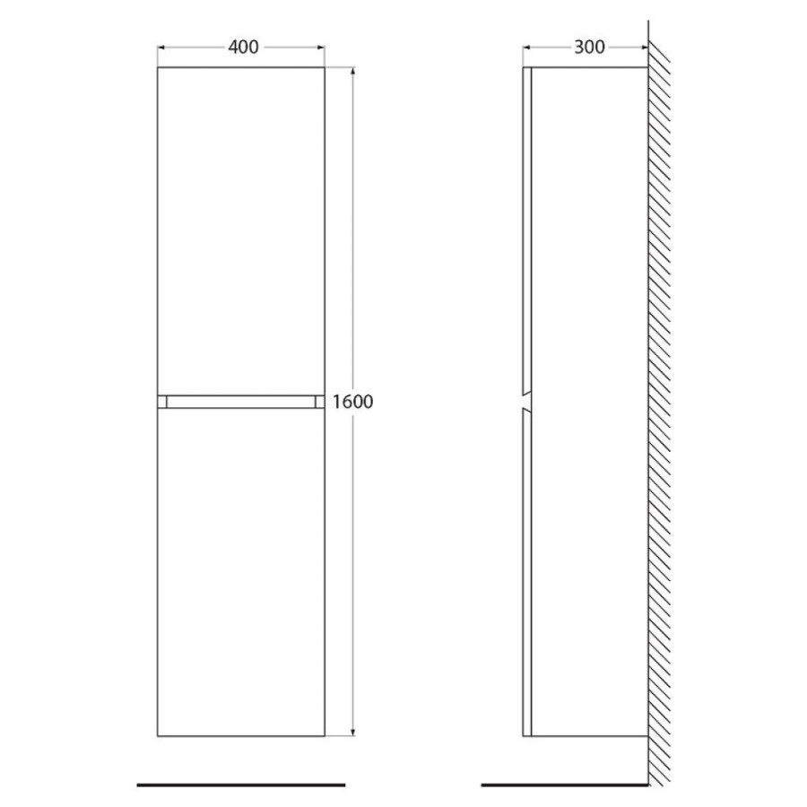 Пенал Cezares Molveno-1600-2A-SC-BG, 40 см, подвесной, bianco ghiaccio