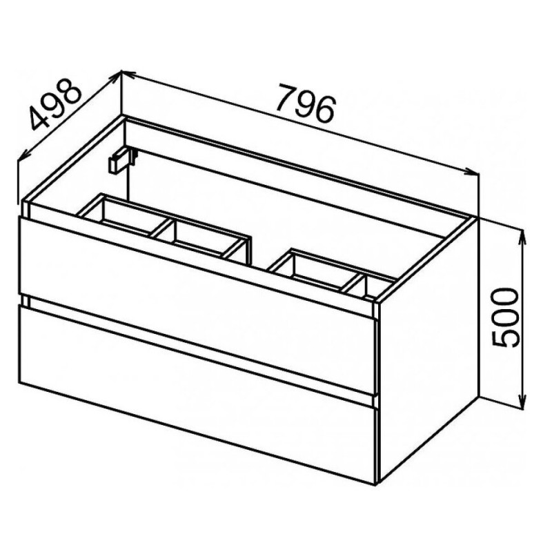 Тумба под раковину Cezares Molveno-80-2C-SO-LB, 80 см, подвесная, legno bianco