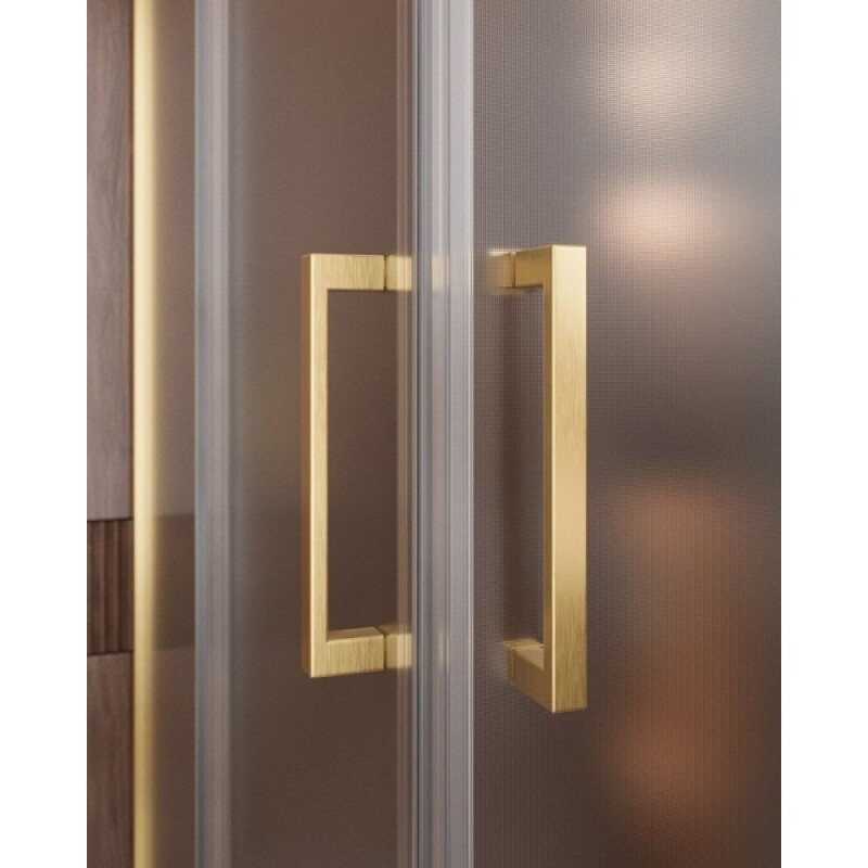 Душевой уголок Cezares Molveno-A-2-90-P-BORO, 90 x 90 см, стекло рифленое, профиль брашированное золото