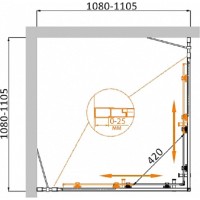 Душевой уголок Cezares Molveno-A-22-80+30-P-Cr, 110 x 110 см, стекло рифленое Punto, профиль хром