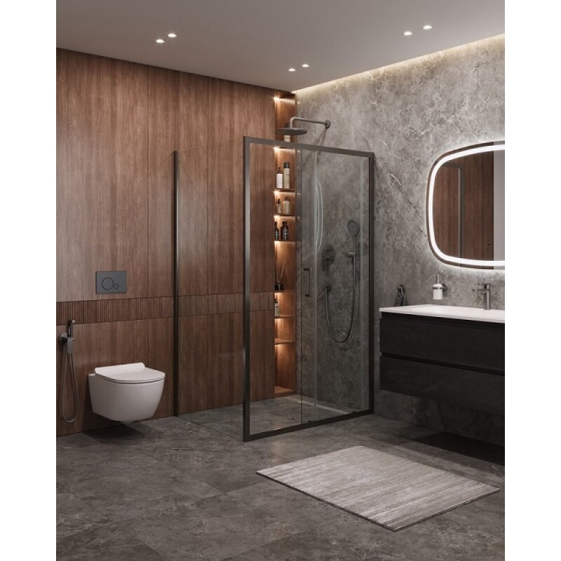 Душевой уголок Cezares Molveno-AH-11-140/90-C-GM-IV, 140 x 90 см, стекло прозрачное, профиль оружейная сталь