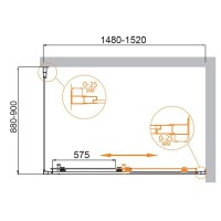 Душевой уголок Cezares MOLVENO-AH-11-150/90-C-Cr-IV, 150 х 90 см, стекло прозрачное, профиль хром