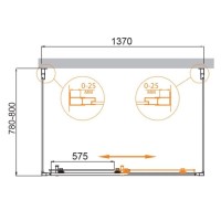Душевой уголок Cezares MOLVENO-AH-12-140/80-C-Cr-IV, 140 x 80 см, стекло прозрачное, профиль хром