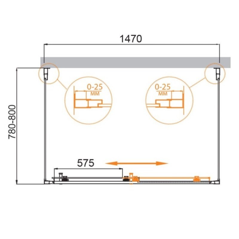 Душевой уголок Cezares MOLVENO-AH-12-150/80-C-Cr-IV, 150 x 80 см, стекло прозрачное, профиль хром