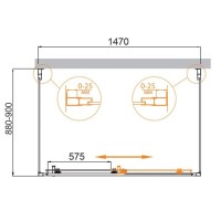 Душевой уголок Cezares MOLVENO-AH-12-150/90-P-Cr, 150 x 90 см, стекло текстурное, профиль хром