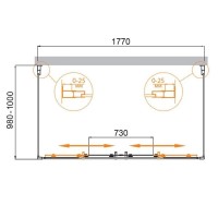 Душевой уголок Cezares MOLVENO-AH-2/2-180/100-C-Cr-IV, 180 х 100 см, стекло прозрачное, профиль хром