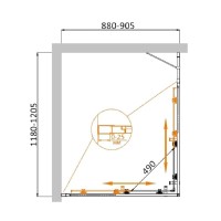 Душевой уголок Cezares MOLVENO-AH-21-90+30-C-BORO-IV, 120 х 90 см, стекло прозрачное, профиль брашированное золото