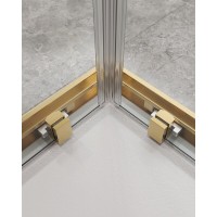 Душевой уголок Cezares MOLVENO-AH-21-90+30-C-BORO-IV, 120 х 90 см, стекло прозрачное, профиль брашированное золото